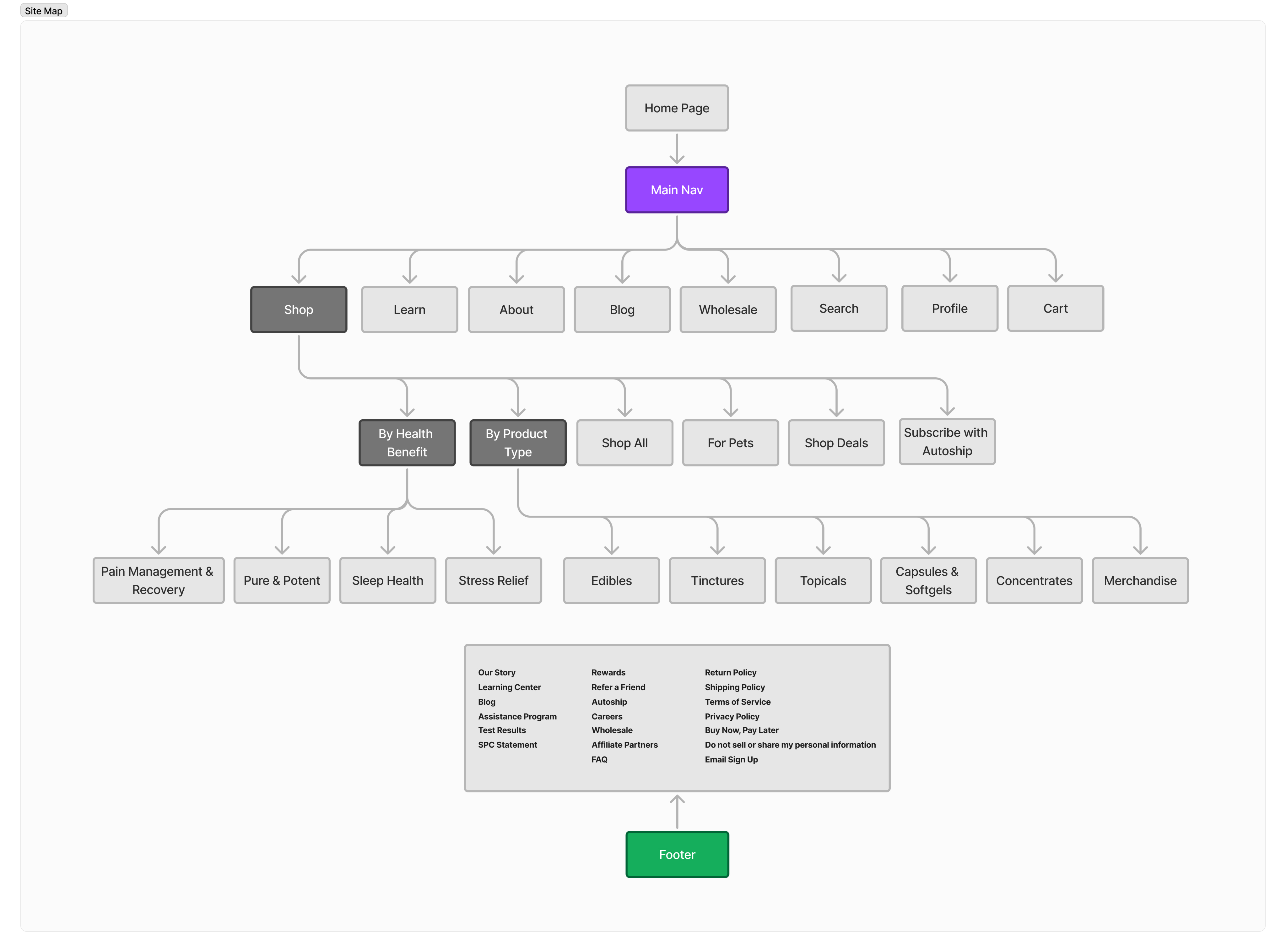 Cut side view of the inner system of a shell